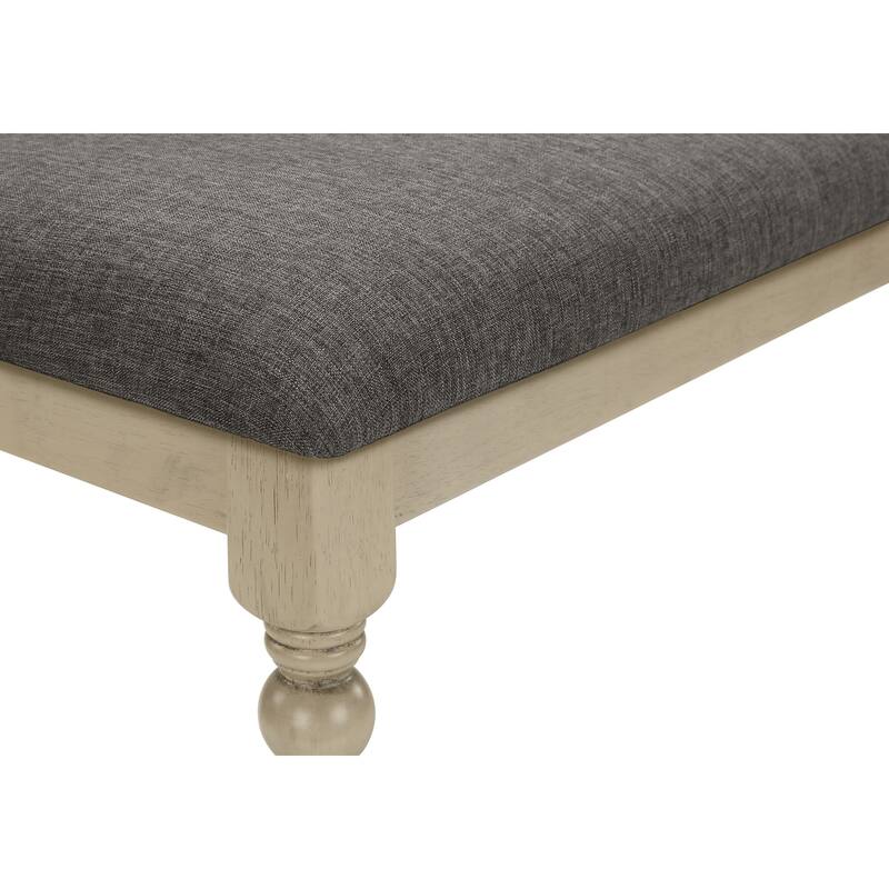 Bench, 42" Rectangular, Wood, Upholstered, Dining Room, Kitchen, Entryway, Brown And Beige, Transitional