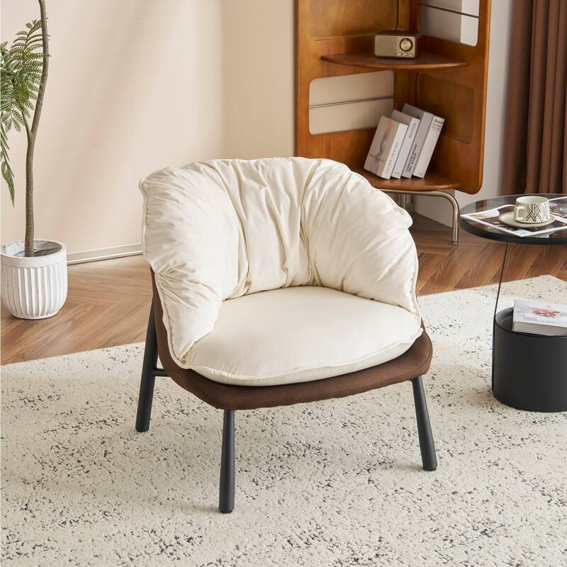 Modern Velvet Accent Chair with Wooden Frame and Black Metal Legs for Living Room or Lounge Seating - 27.4"L x 27"W x 29.1"H