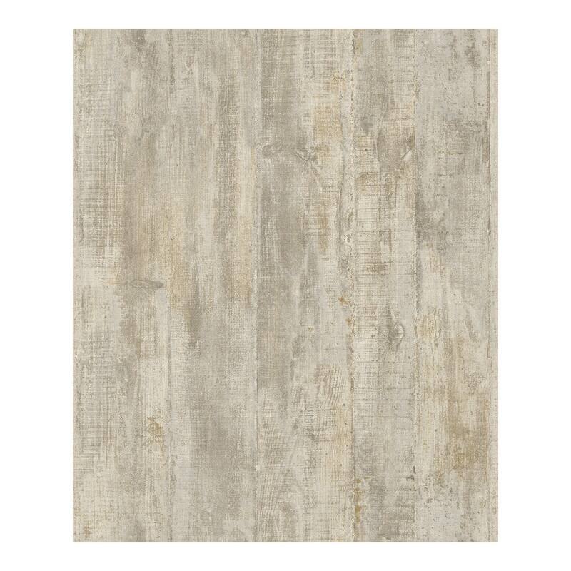 Advantage Huck Taupe Weathered Wood Plank Wallpaper - 20.9 x 396 x 0.025