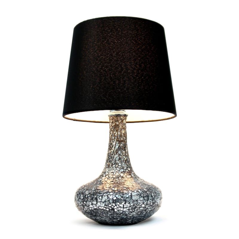 Patchwork Crystal Glass Table Lamp with Drum Shade - 14" - Black