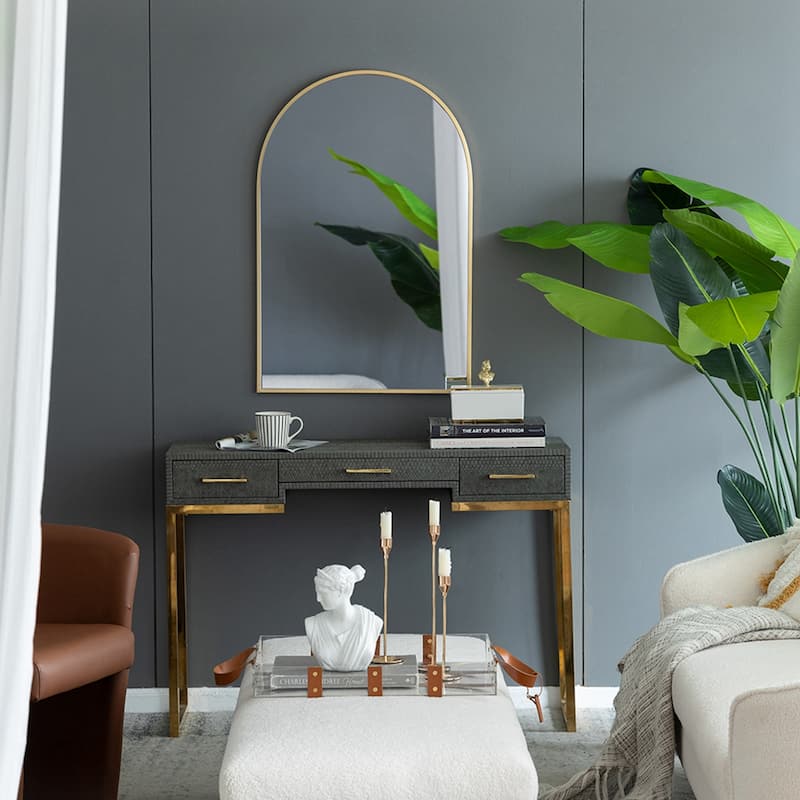 24" x 36" Arched Mirror with Metal Frame