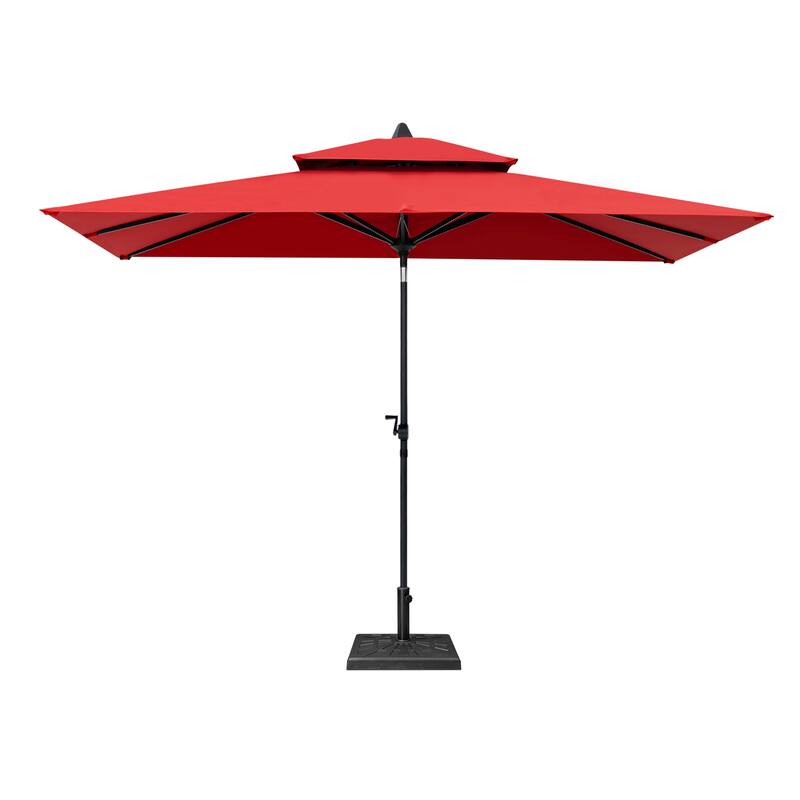 10 x 6.5 FT Outdoor Double Top Patio Market Umbrella with Base