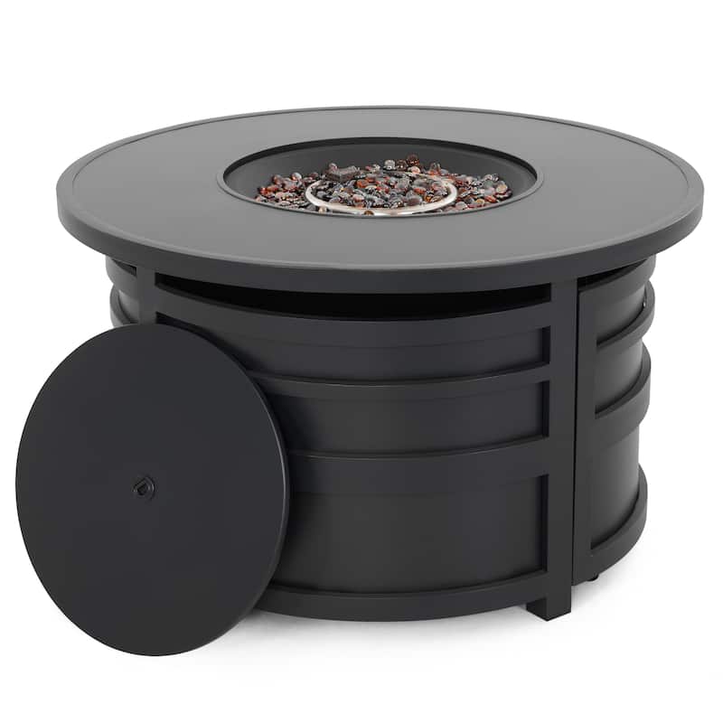 Outdoor 50,000 BTU Aluminum Propane Gas Fire Pit Set with Swivel Chairs