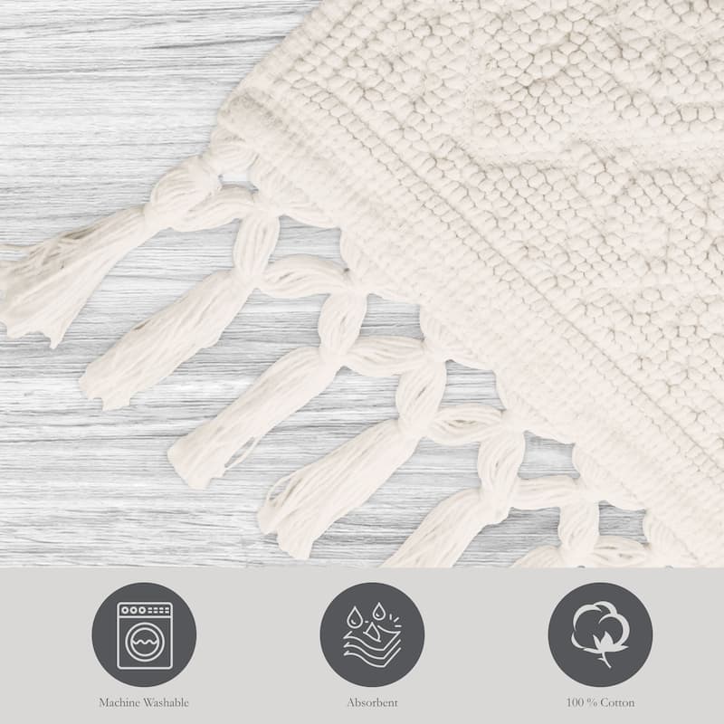 Jean Pierre Ricardo Cotton Fringe 2-Piece Bath Rug Set