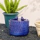 preview thumbnail 3 of 16, 15"H Turquoise Two Birds Embossed Leaf Pattern Cylindrical LED Ceramic Fountain by Glitzhome