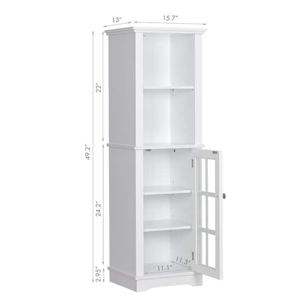 White Slim Bathroom Storage Cabinet, Floor Standing Narrow