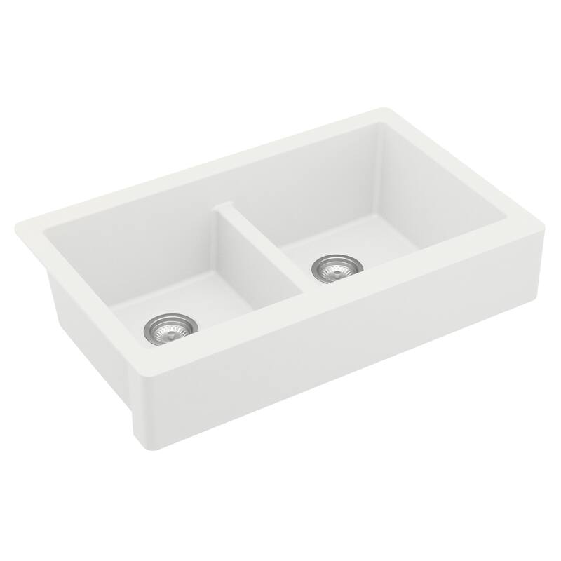 Karran Retrofit Apron Front Quartz Double Bowl Kitchen Sink