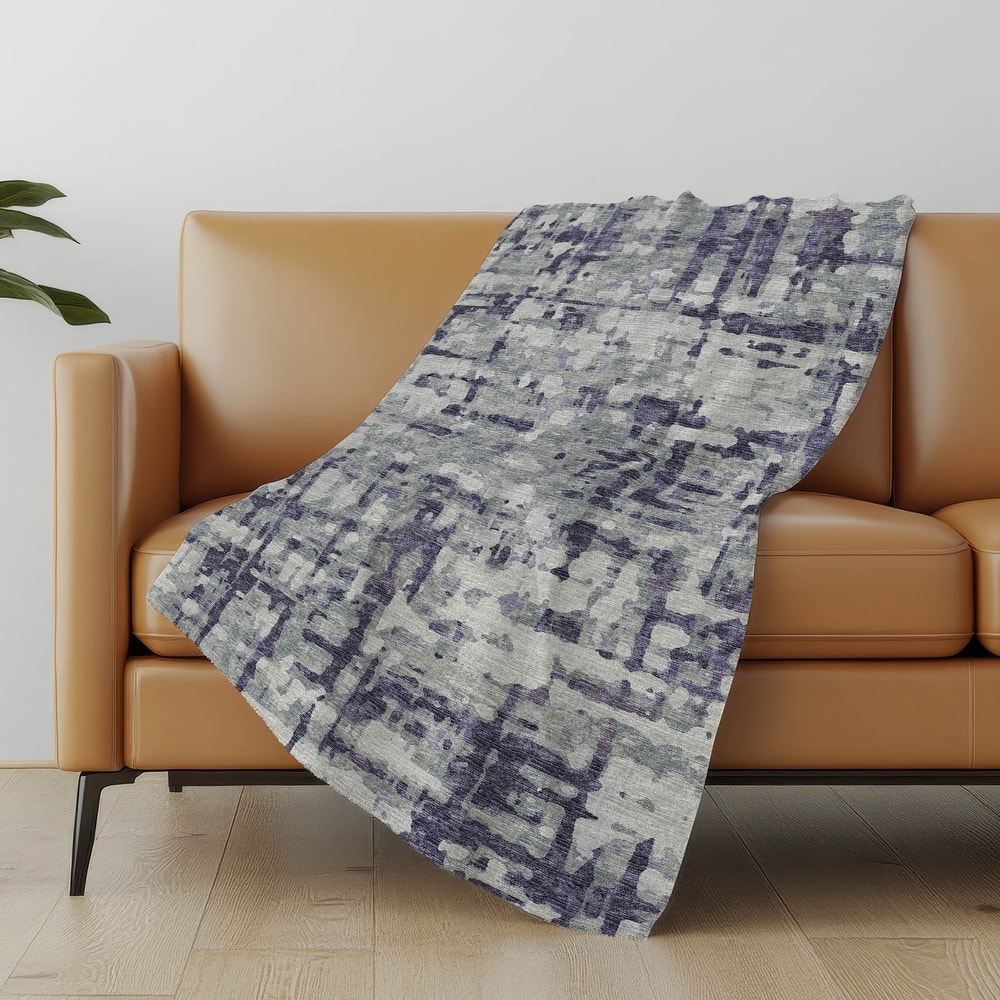 Premium Machine Washable ASB76 Abstract Contemporary Sherpa Throw Blanket