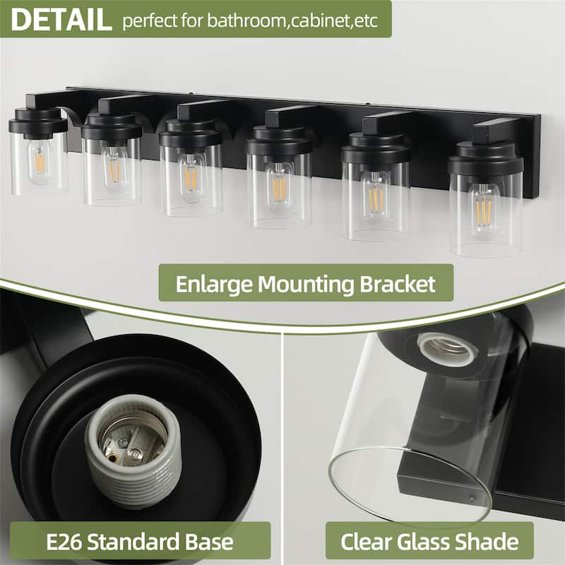 31" 6-Light Black Bathroom Vanity Light