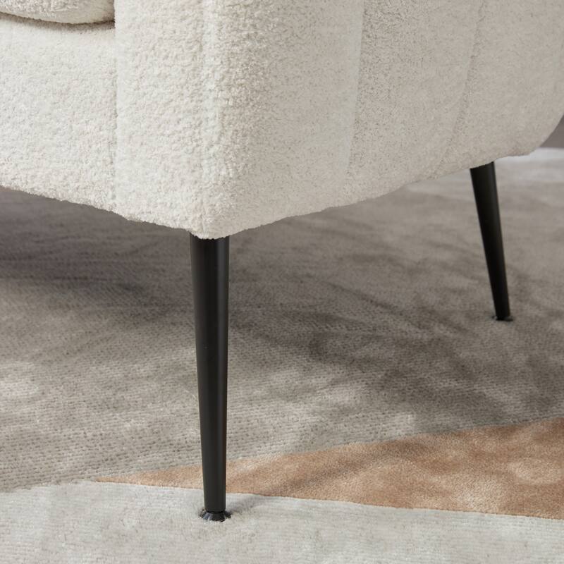 50.2'' Wide Upholstered Chenille Mini Loveseat Accent Couch, Modern Glam Small Settee with Metal Legs