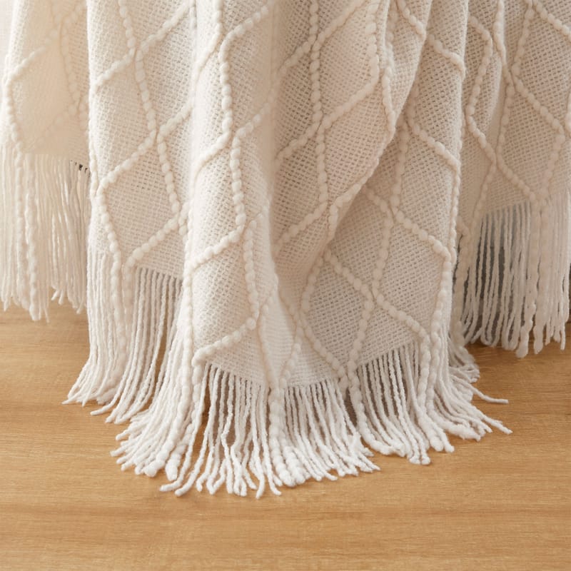 Lightweight 50"x60" Diamond Knit Throw Blanket Couch Cover