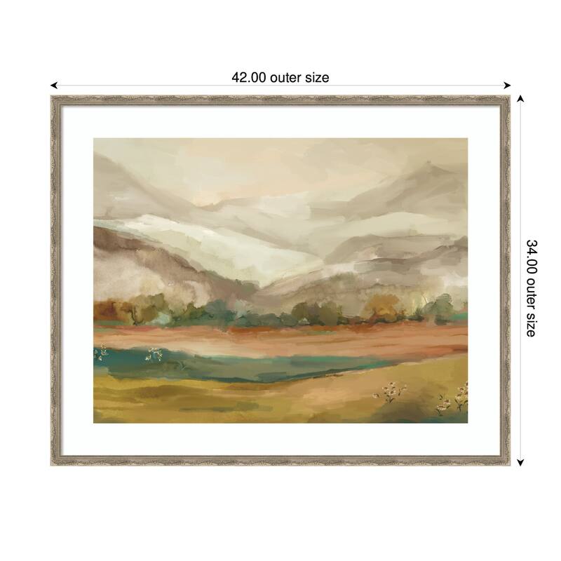 Kate and Laurel Framed Art Mountainscape Horizontal by Annie Quigley