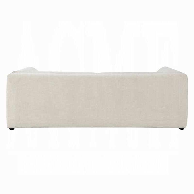 Kami Sofa, Slim Minimalist Pillow Armrests, Modern Ivory Linen 89 Inch
