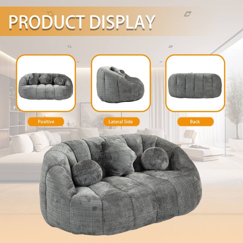Chenille Upholstered Durable Comfort Lounger Bean Bag Lazy Sofa