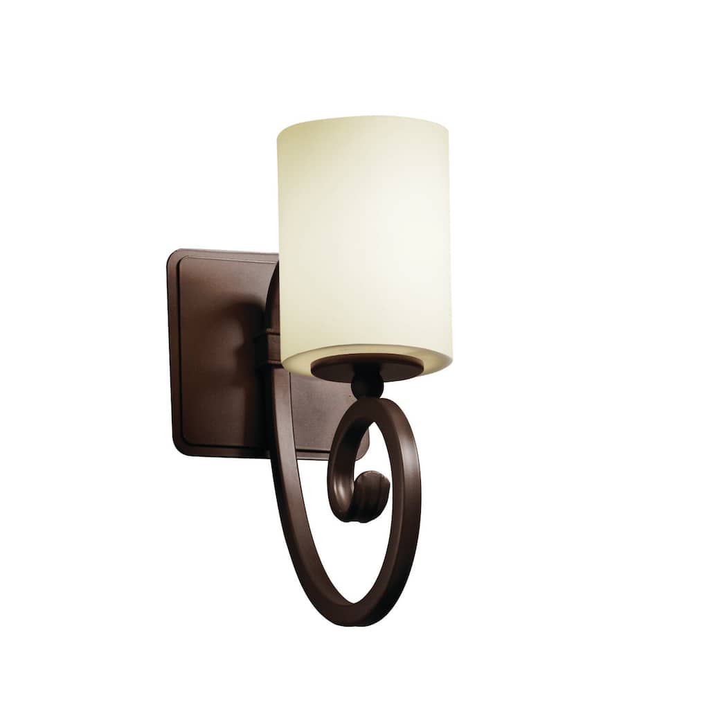 Fusion Victoria 1-light Dark Bronze Wall Sconce, Opal Cylinder w/ Flat Rim Shade
