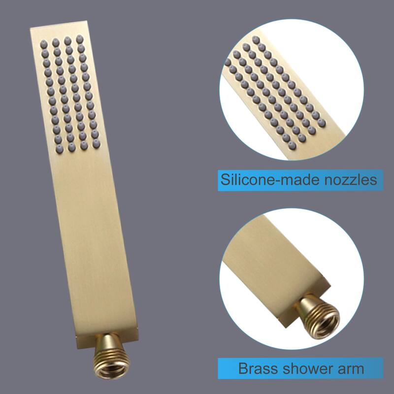 Luxury Thermostatic Complete Rain Shower System with Rough-in Valve in Black / Gold