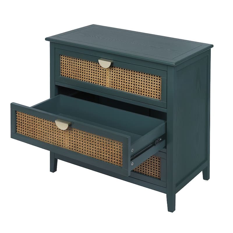 3 Drawers Rattan Storage Cabinet for Bedroom Living Room