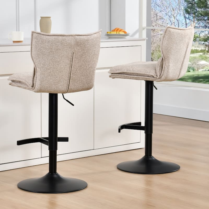 Swivel Adjustable Height with Armless Bar Stools - Set of 2 - Cream