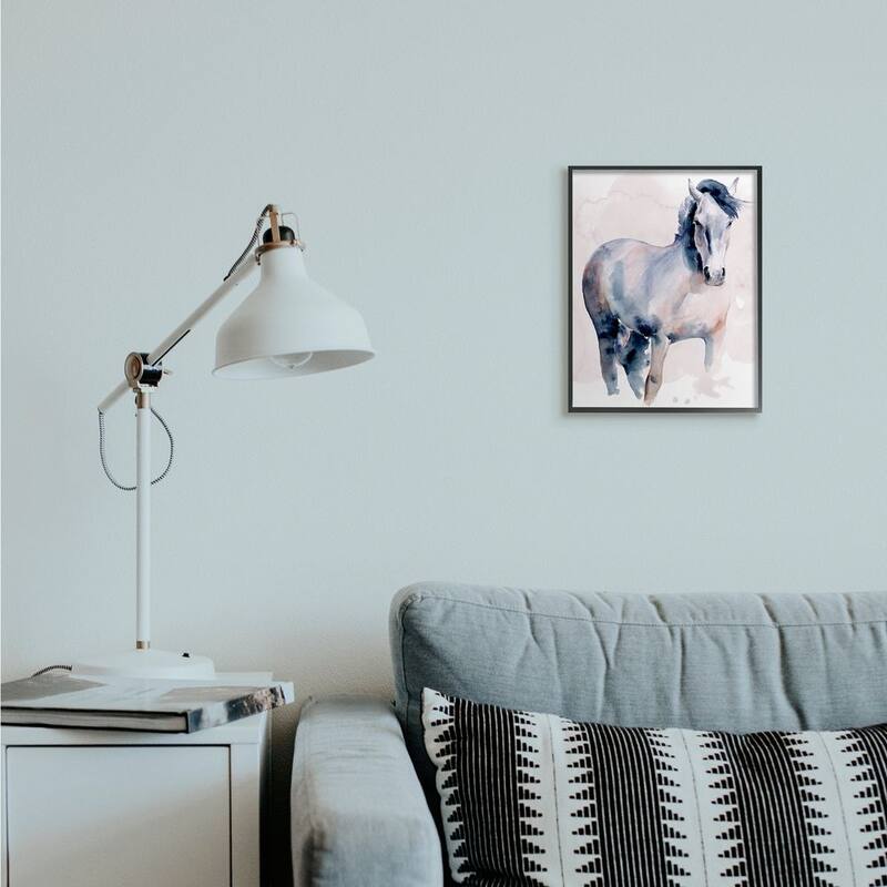 Stupell Americana Horse Figure Southwestern Watercolor Framed Wall Art - Blue