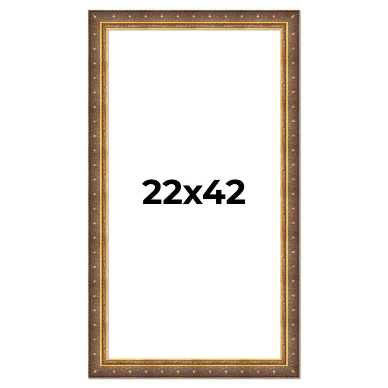 22x42 Frame Vintage Gold Solid Wood Picture Frame | 2.5 Inch Moulding