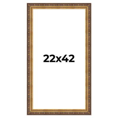 22x42 Frame Vintage Gold Solid Wood Picture Frame | 2.5 Inch Moulding