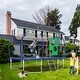 preview thumbnail 5 of 5, Rectangular Trampoline Gauge Galvanized Rust Resistance Steel Construction With Basketball Hoop System Advanced Ladder - Blue