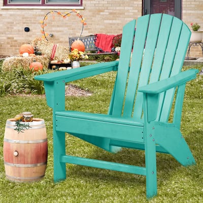 Outdoor Composite Classic Adirondack Chair, All-Weather Resistant Deck Lounge Chair with Ergonomic Design