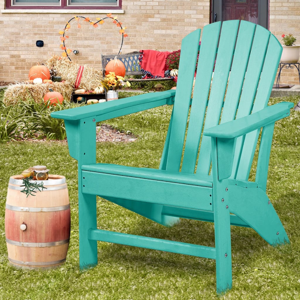 Outdoor Composite Classic Adirondack Chair, All-Weather Resistant Deck Lounge Chair with Ergonomic Design