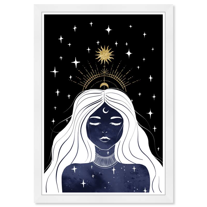 Wynwood Studio Prints People and Portraits Made Of Stars White and Dark Blue Modern & Contemporary Wall Art Canvas Print