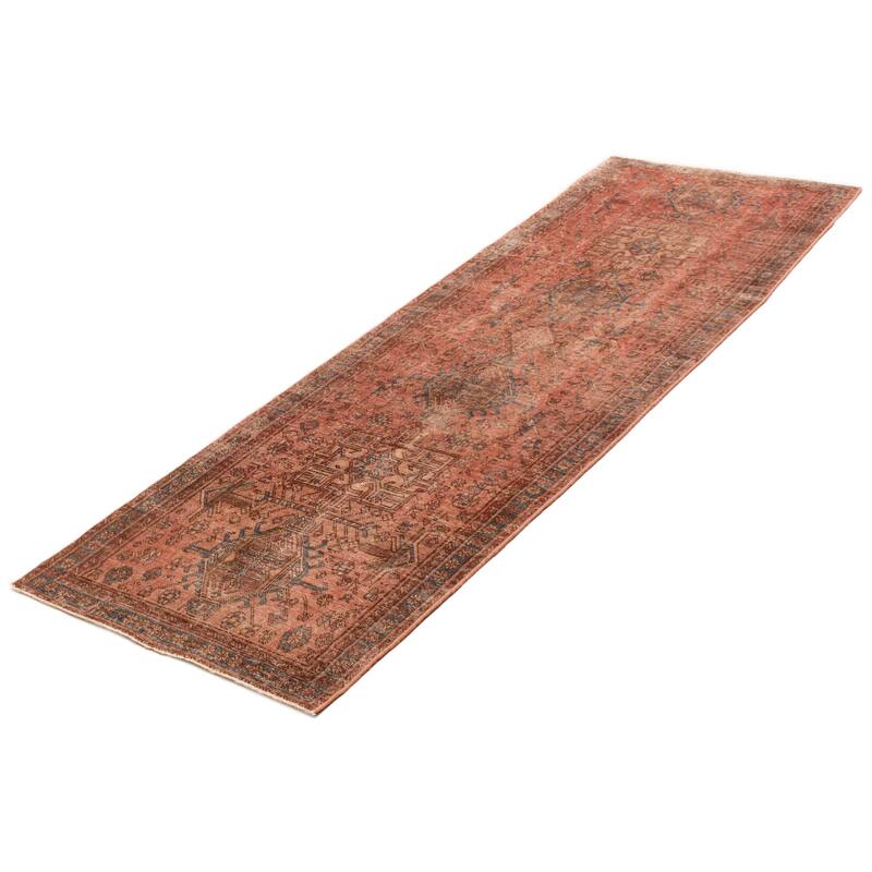 ECARPETGALLERY Hand-knotted Antalya Vintage Dark Copper Wool Rug - 3'8 x 10'5