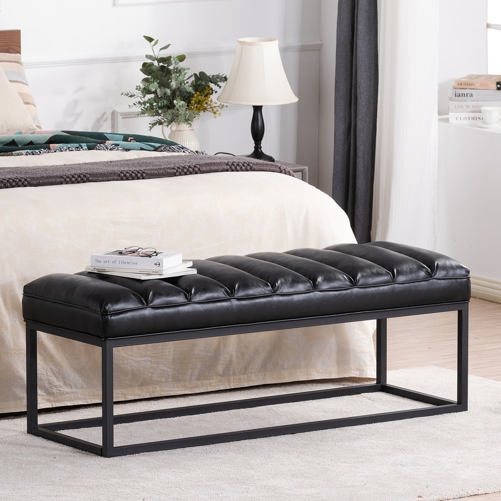High Quality Upholstered Bench with Metal Base