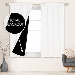 Deconovo 100% Full Blackout Double-Layer Rod Pocket Curtains (2 Panels)