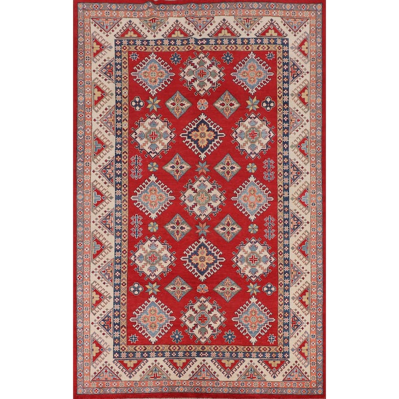 Red Kazak Oriental Area Rug Handmade Wool Carpet - 6'5" x 9'10"