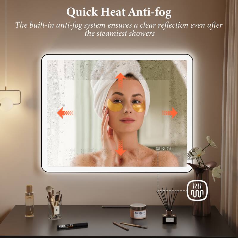 QuivaraView Luxury Aluminum Black Micro-arc Framed bathroom Vanity Wall Mounted LED lighted Mirror