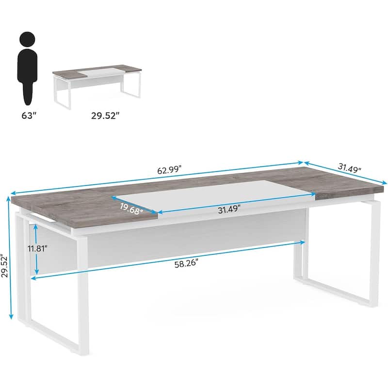 63 Inch Computer Desk Home Office Desk for Workstation (Only Table)