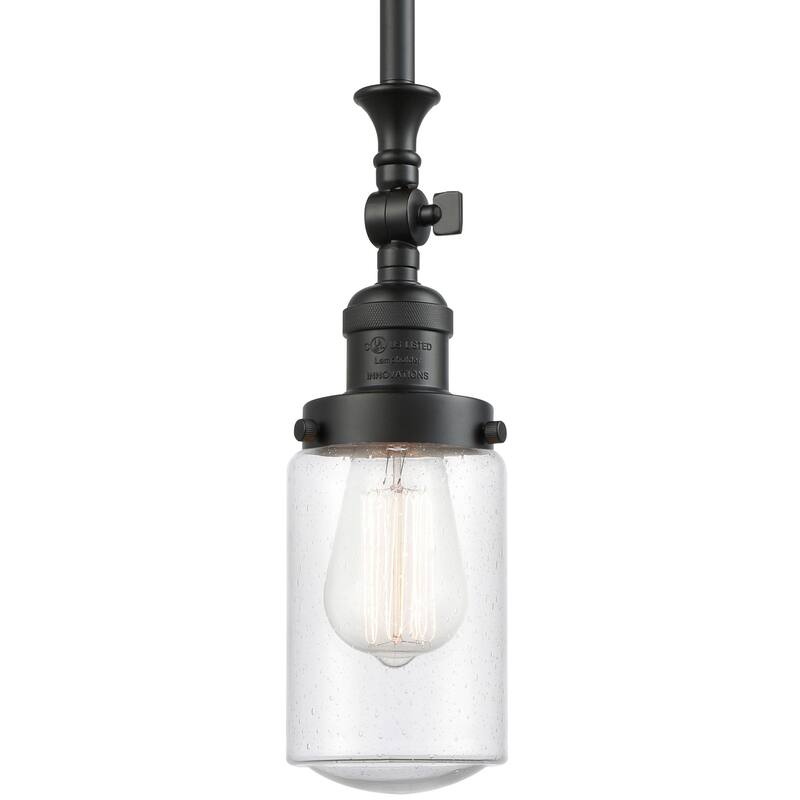 Innovations Lighting Dover 5" Wide Mini Rod Hung Adjustable Pendant - Matte Black / Seedy