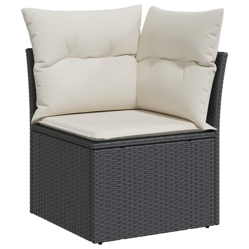 vidaXL Patio Sofa with Cushions Outdoor Seating Sectional Sofa Poly Rattan