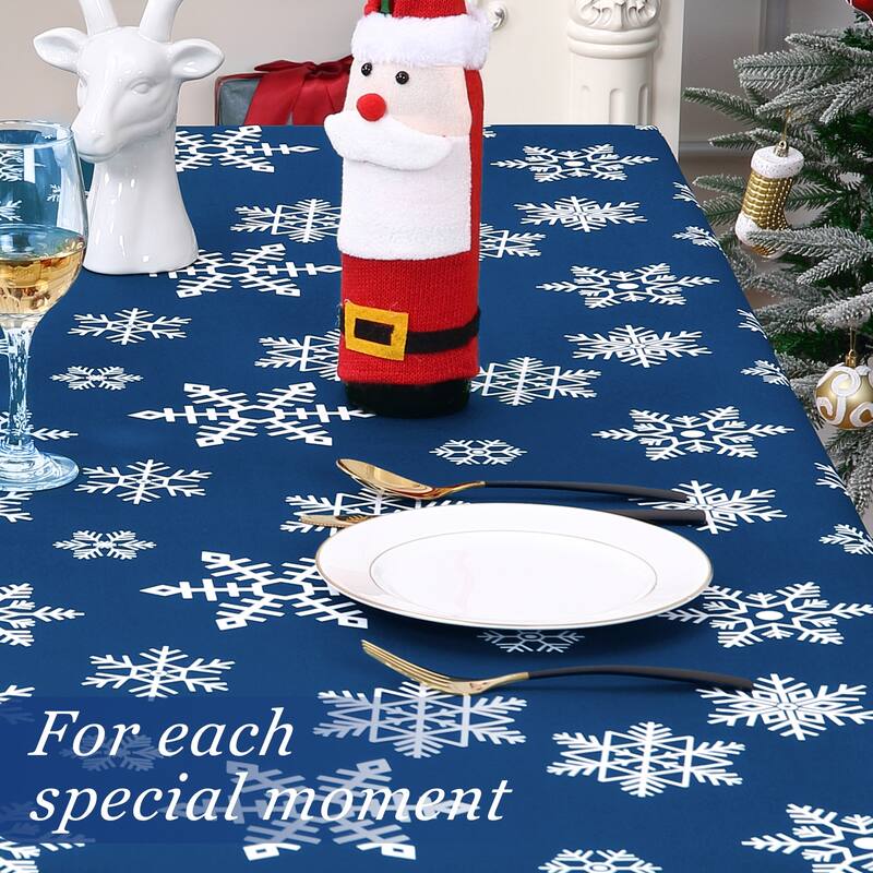 Christmas Rectangular Tablecloth Xmas Table Covers for Kitchen Dining Room Table Decor, Blue