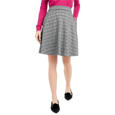 maison Jules Womens Plaid A-line Skirt,, Black, 14