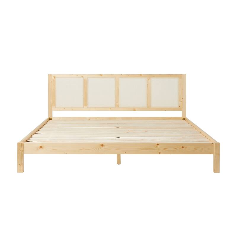 Middlebrook Designs Boho Solid Wood Rattan Headboard King Bedframe