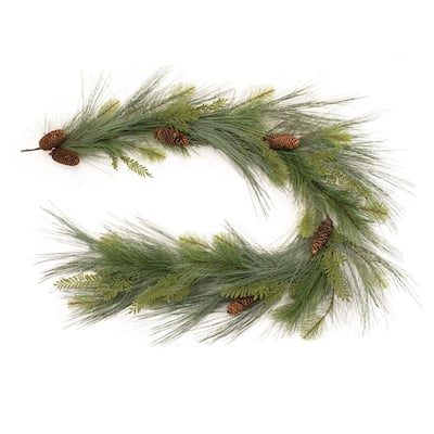 Long Needle Pine and Pinecone Garland 6'L