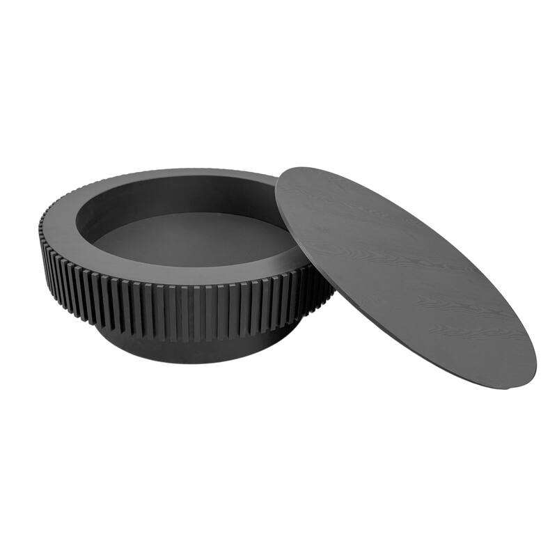 39.37'' Round Coffee Table with Storage - Black