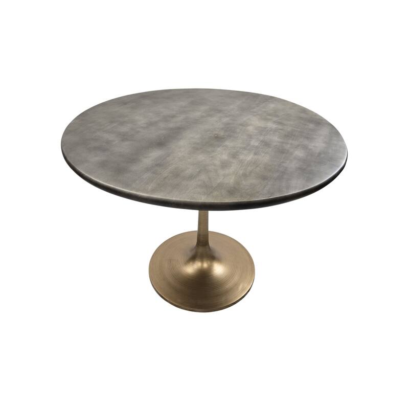 Tulip Base Round Dining Table - 36" - Fog Gray and Antique Gold
