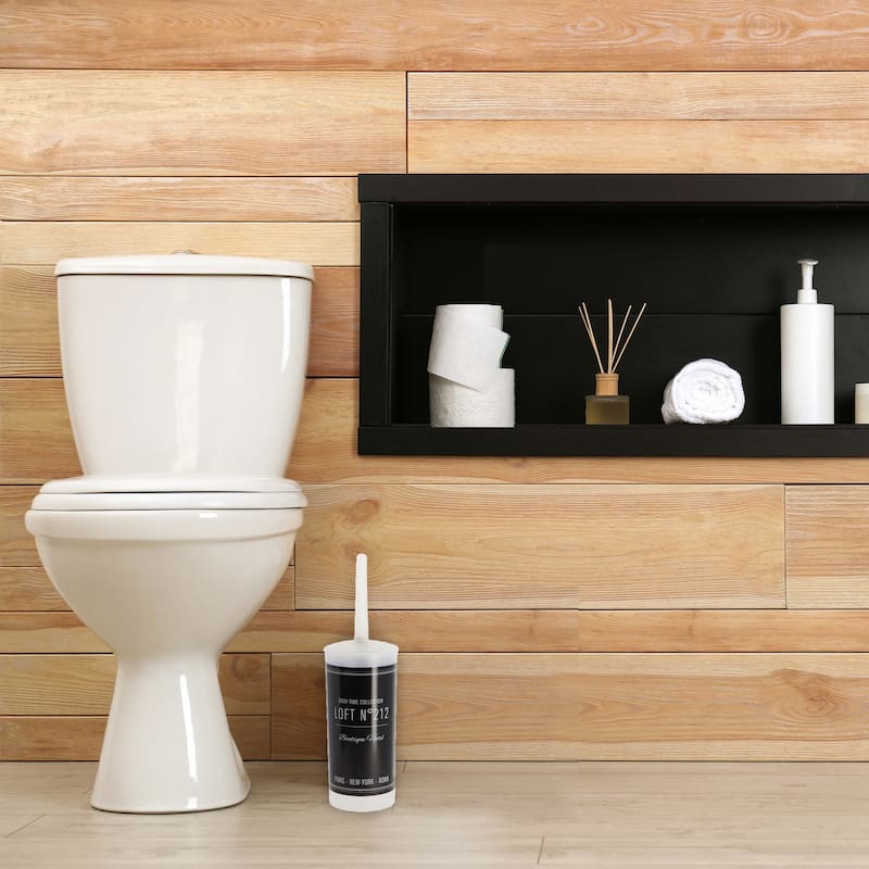 Efficient Plastic Toilet Brush & Holder Set - 3.8" L x 3.8" W x 13.8" H