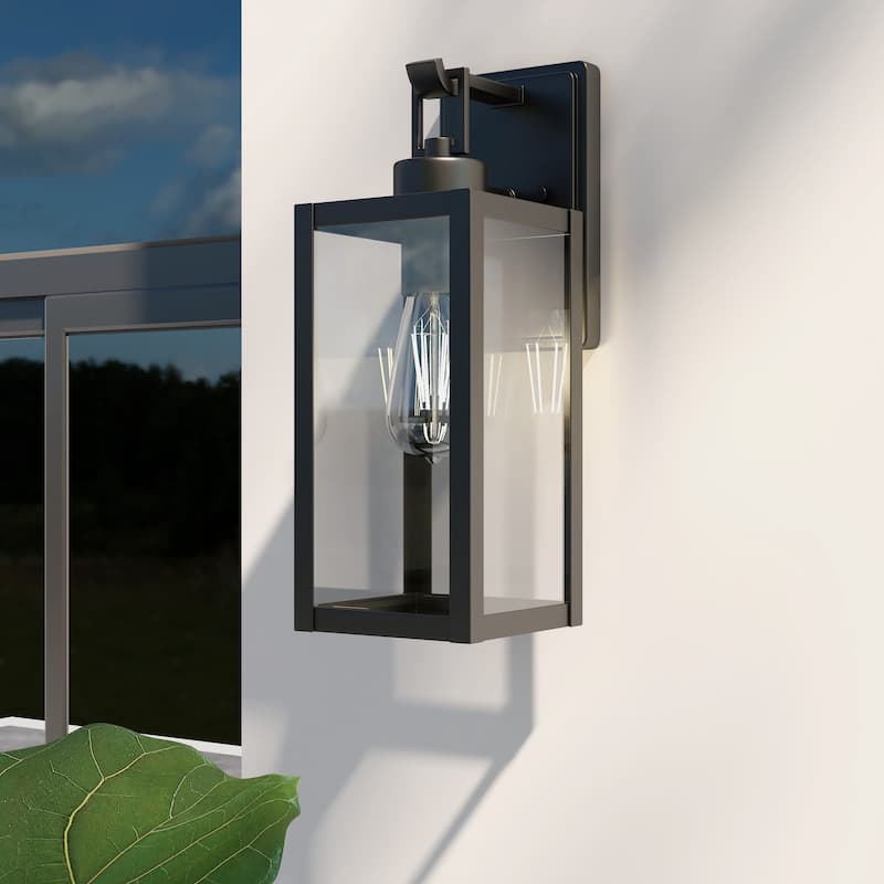 Outdoor Wall Lantern Porch Lighting Fixture Wall Sconce - Matte Black - Small