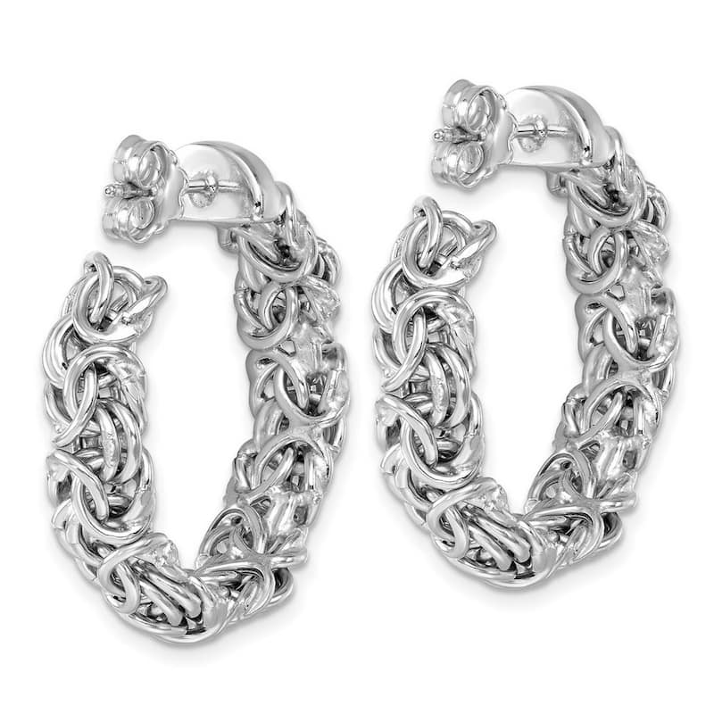 Curata 925 Sterling Silver Italian Rhodium-plated Byzantine Post Earrings - 30x7.5mm