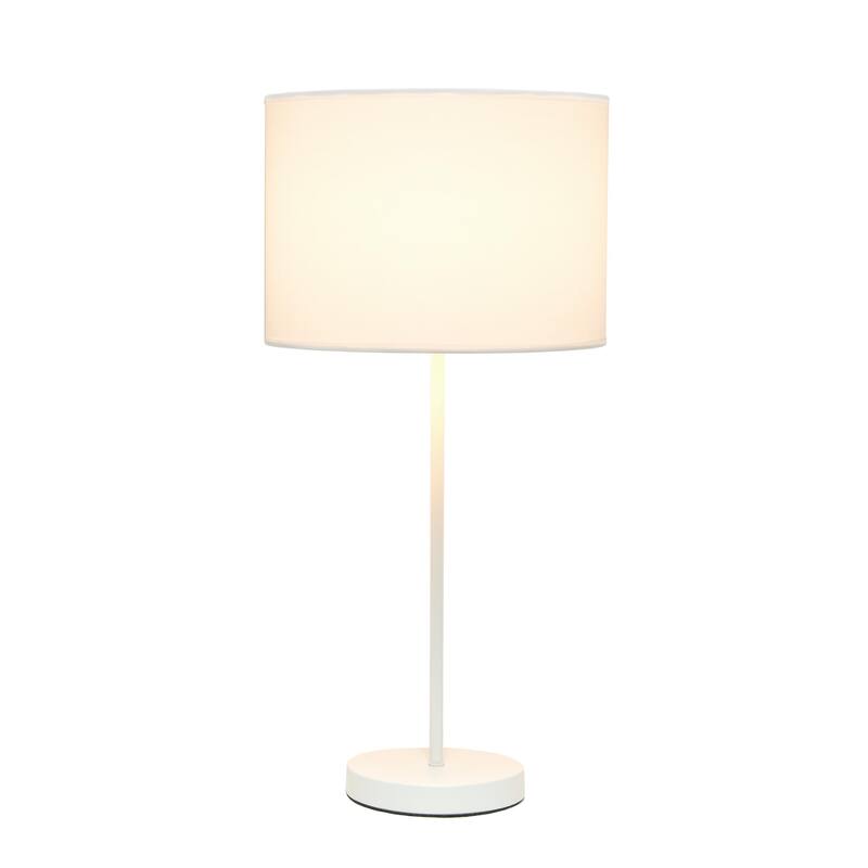 23 in. White Finish Table Lamp with White Shade, Durable Stick Lamp for End/Side Tables