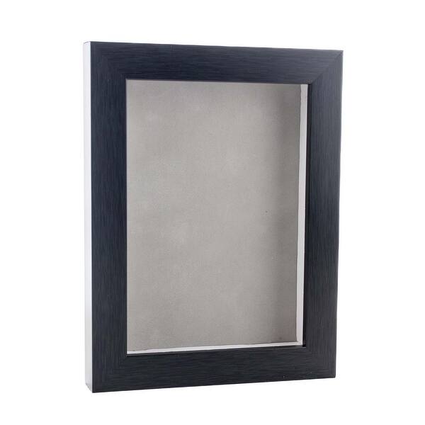 slide 2 of 7, 11x14 Shadow Box Frame Charcoal Gray Wood | 3/4" Usable Display Depth | Includes a Light Grey Suede Acid-Free Backing Board