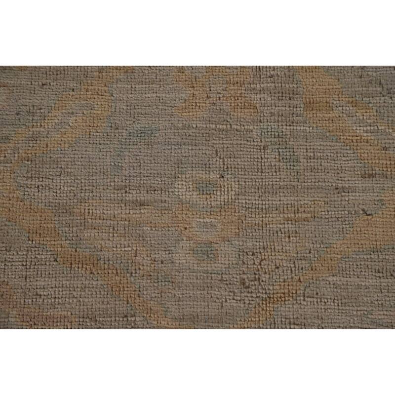 Floral Oushak Turkish Rug Hand-knotted Grey Wool Carpet - 9'1"x 12'0"
