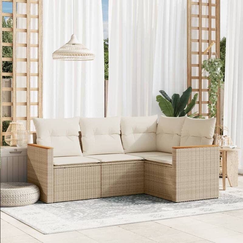 vidaXL Garden Sofa Set Black - 24.4 x 24.4 x 27.2 - Beige Corner sofa set Without table